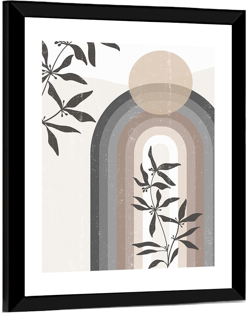 Taupe Rainbow Botanical Arch Wall Art