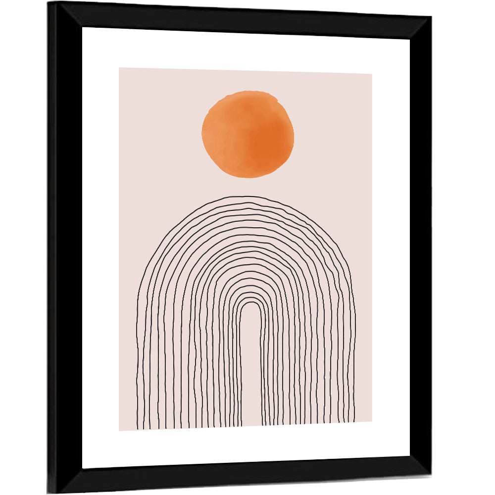 Hand-drawn Sun and Arches Wall Art