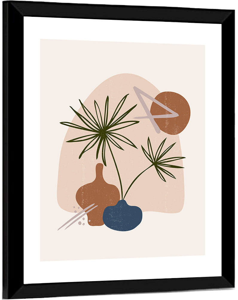 Palm Leaves and Vases Abstract Wall Art