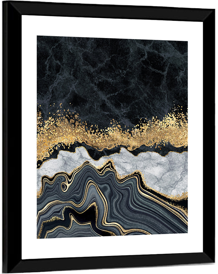 Black Gold River Wall Art as a framed print