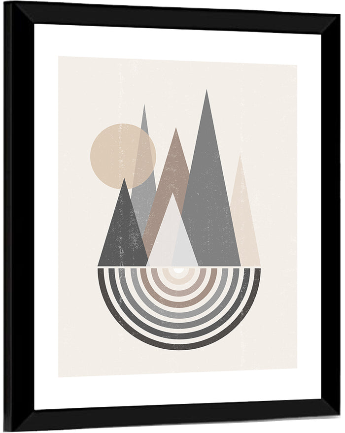 Minimalist Boho Pyramids Wall Art as a framed print