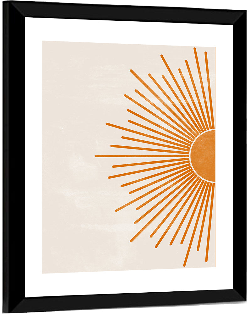 Orange Sunburst Minimalist Wall Art