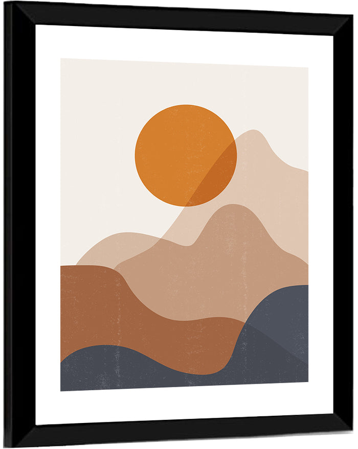 Layered Sunset Mountains Wall Art as a framed print