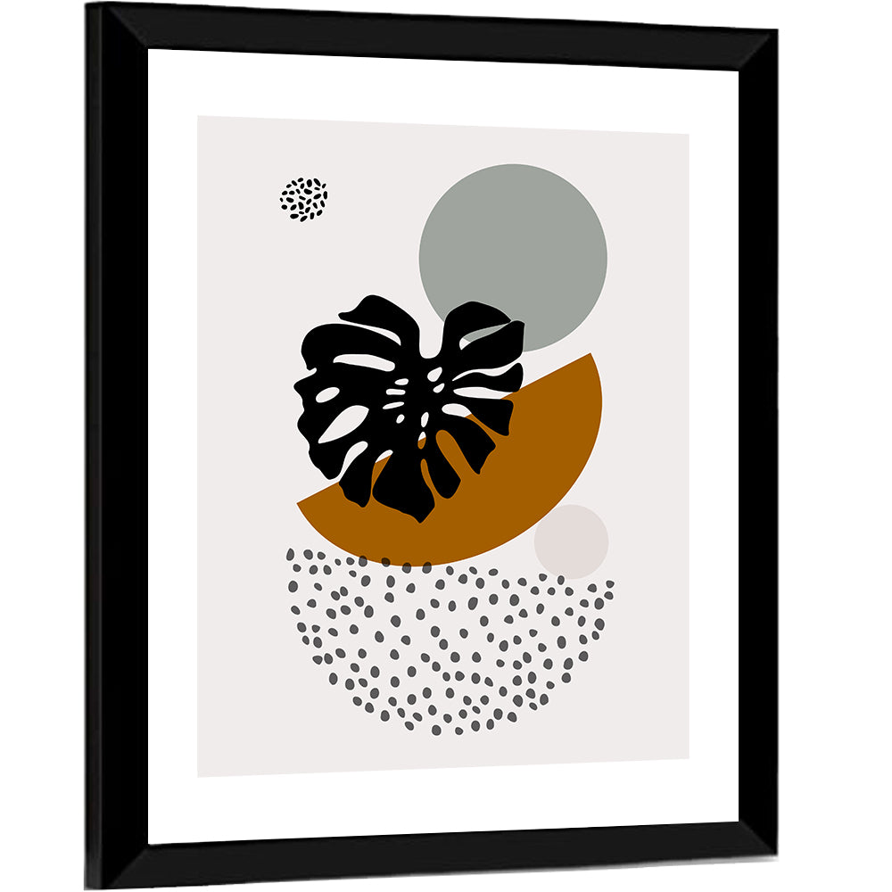 Monstera Leaf with Falling Stones Wall Art
