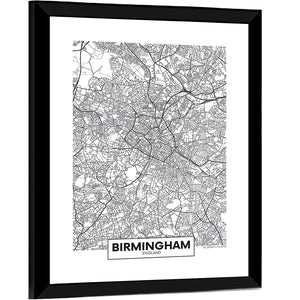 Birmingham City Map Wall Art
