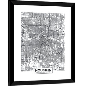 Houston City Map Wall Art