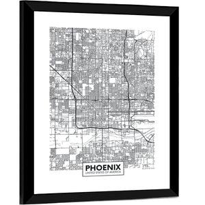 Phoenix City Map Wall Art