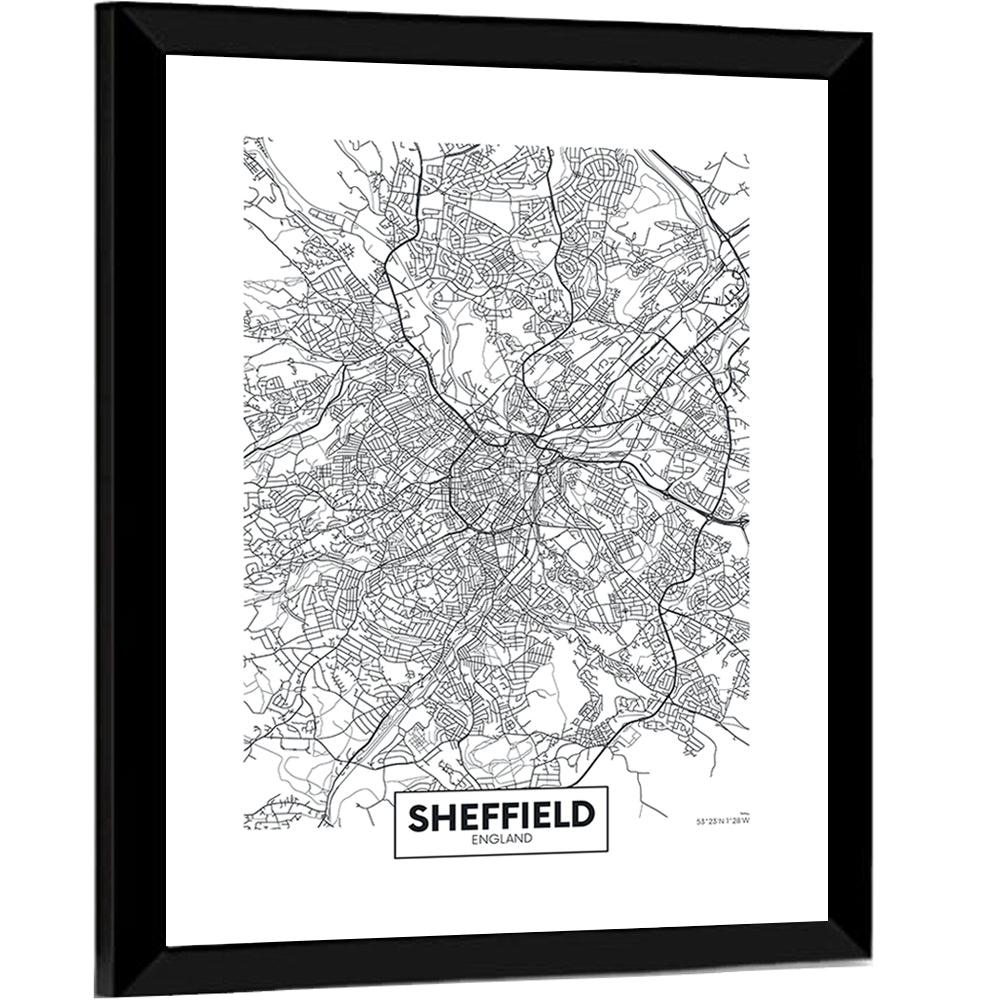 Sheffield Street Grid Map Wall Art