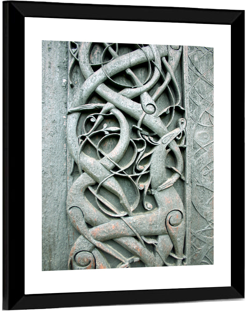 Norwegian Urnes Wood Carving Wall Art