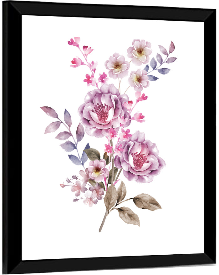 Lavender Watercolor Bouquet Wall Art as a framed print