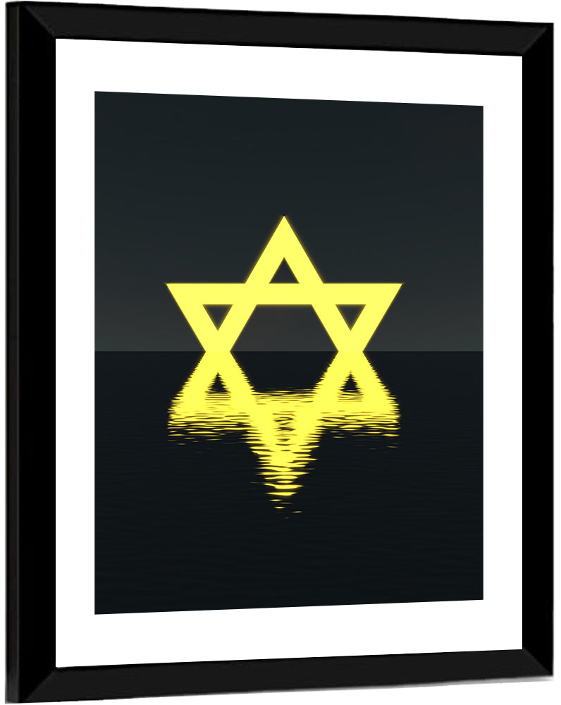 Glowing Star of David Reflection Wall Art