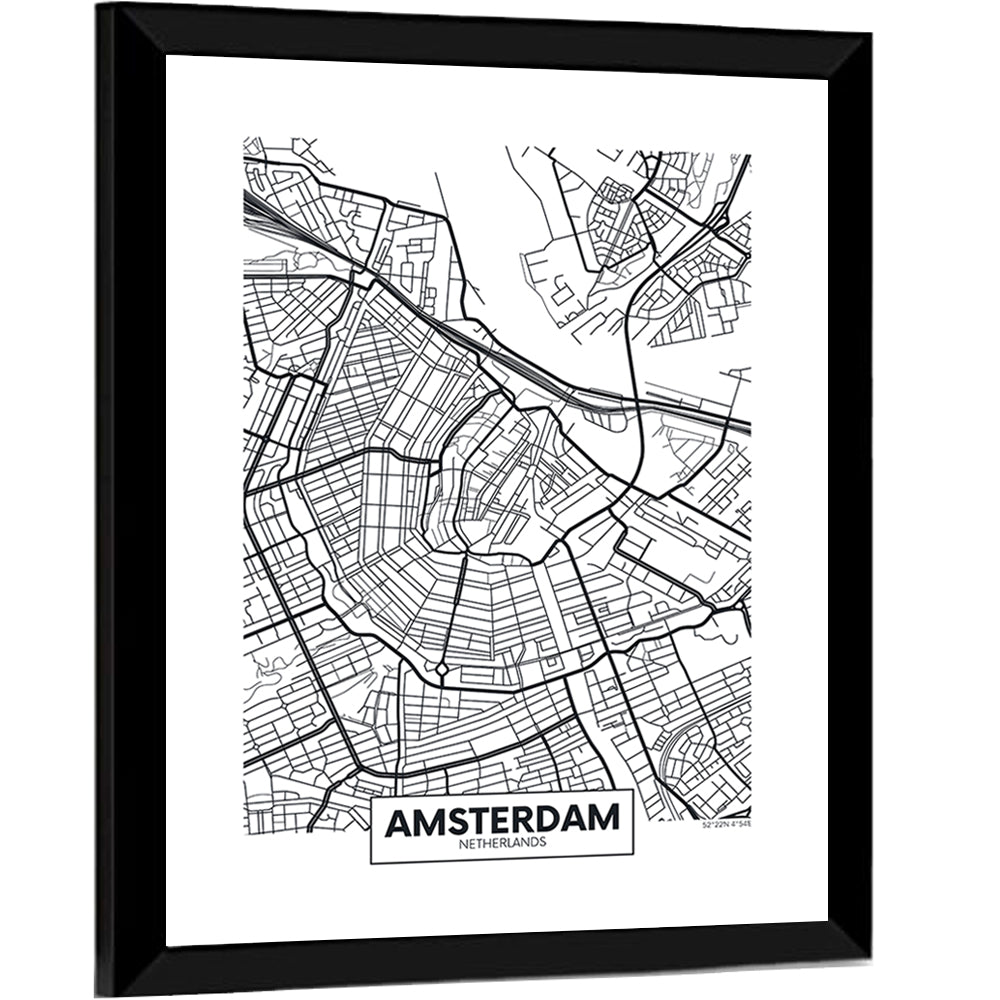 Amsterdam Canal Map Wall Art