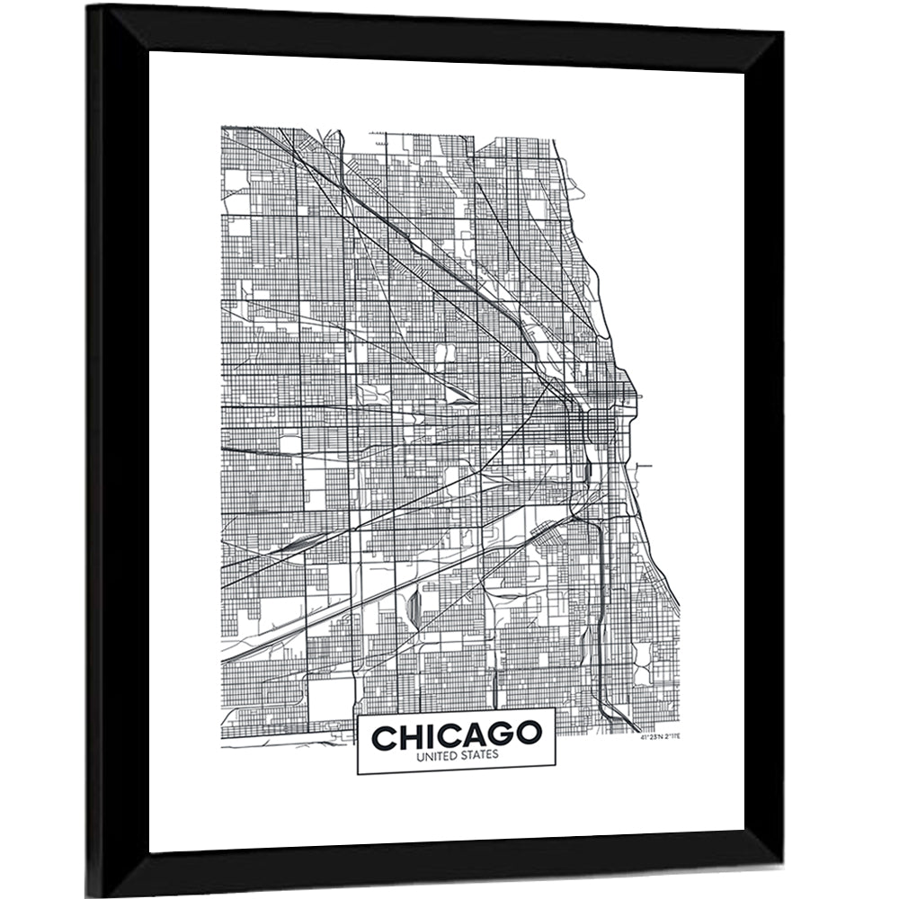 Chicago Street Grid Map Wall Art