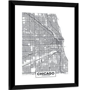 Chicago City Map Wall Art