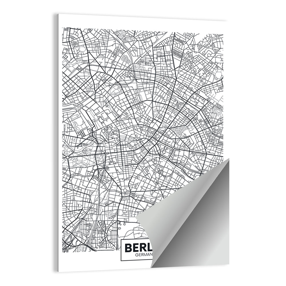 Berlin Map with Coordinates Wall Art