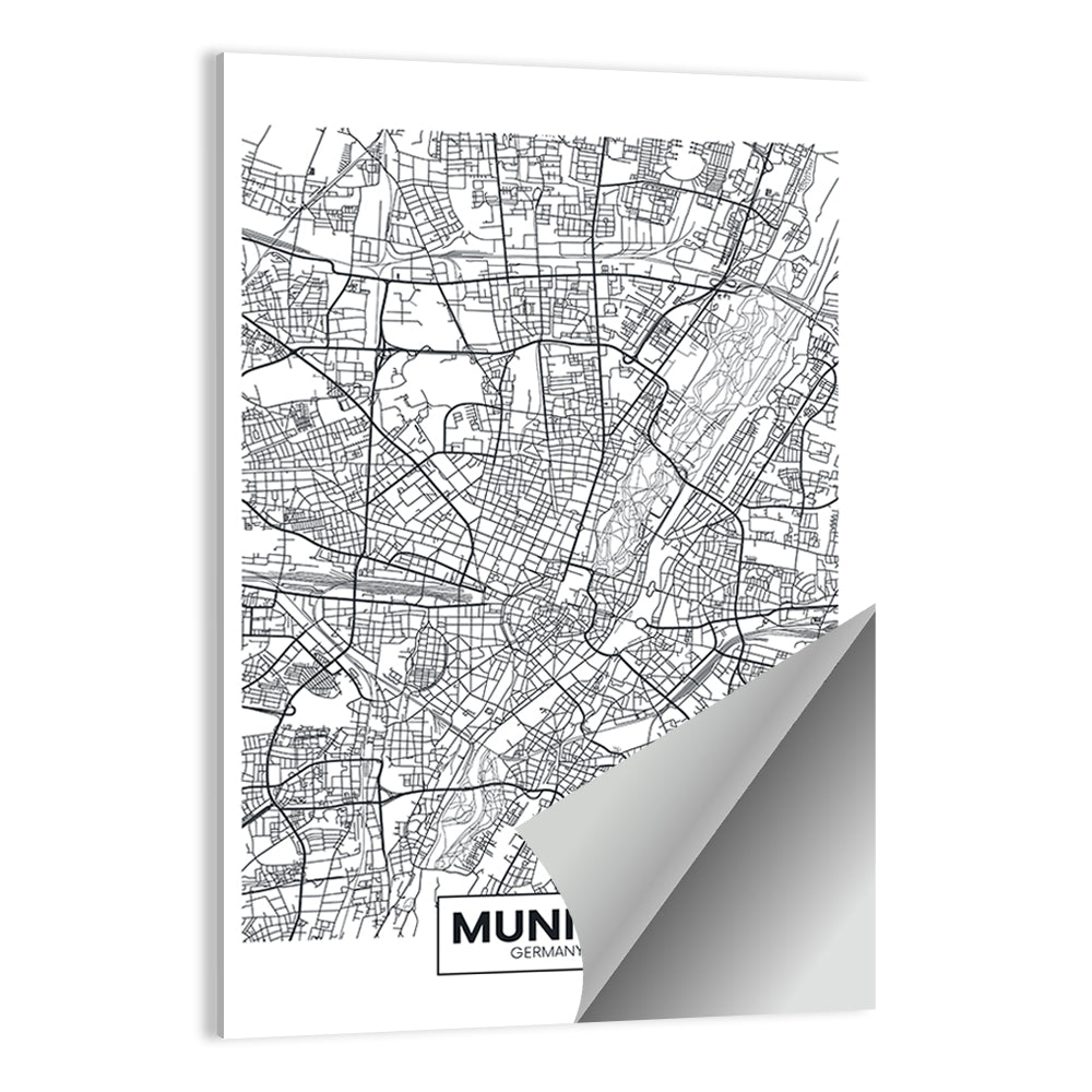 Munich City Map Wall Art