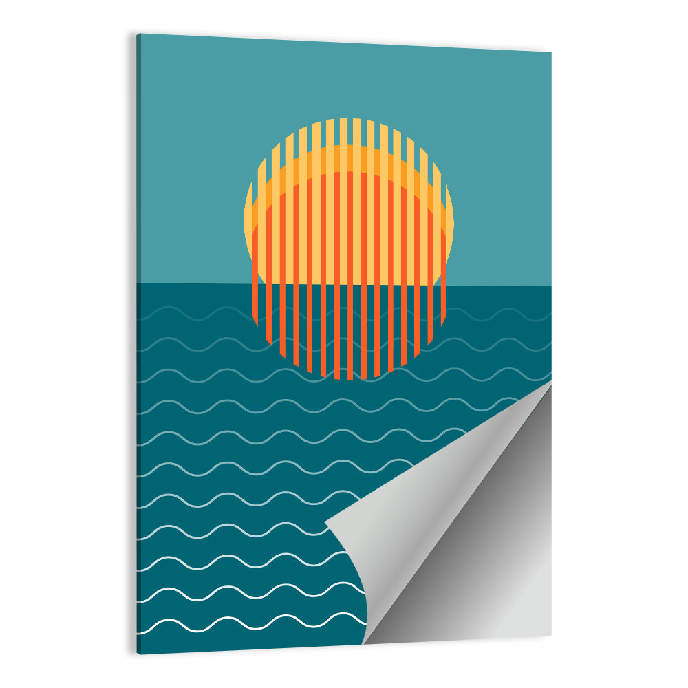 Geometric Ocean Sunset Wall Art