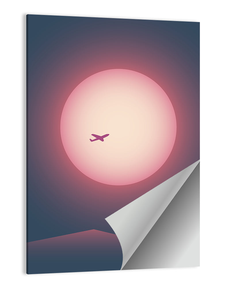 Twilight Airplane Over Mountains Wall Art