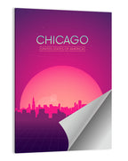 Chicago Retro Sunset Skyline Wall Art