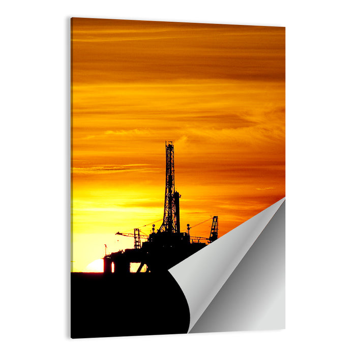 Offshore Oil Rig at Sunset Wall Art as a poster print