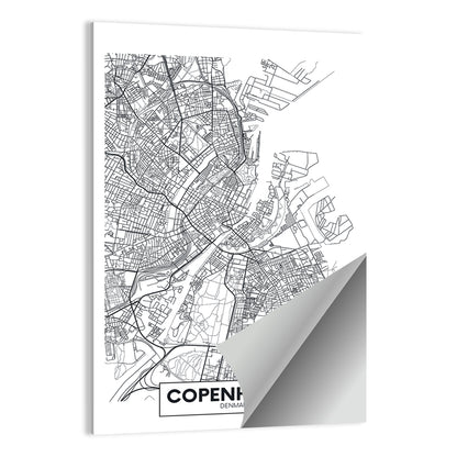 Copenhagen City Map Wall Art