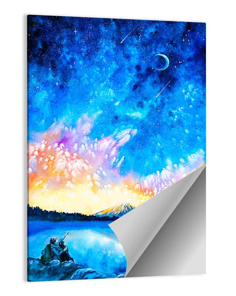 Starry Night Mountain Lake Wall Art