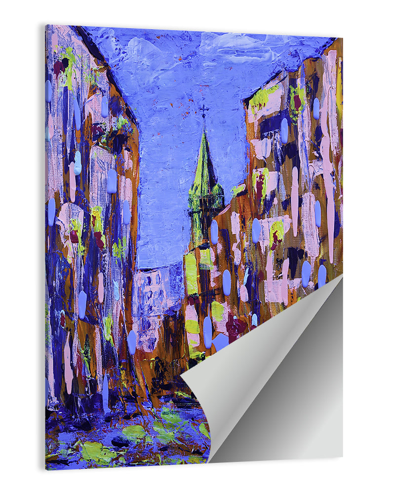 Old City Street with Steeple Wall Art