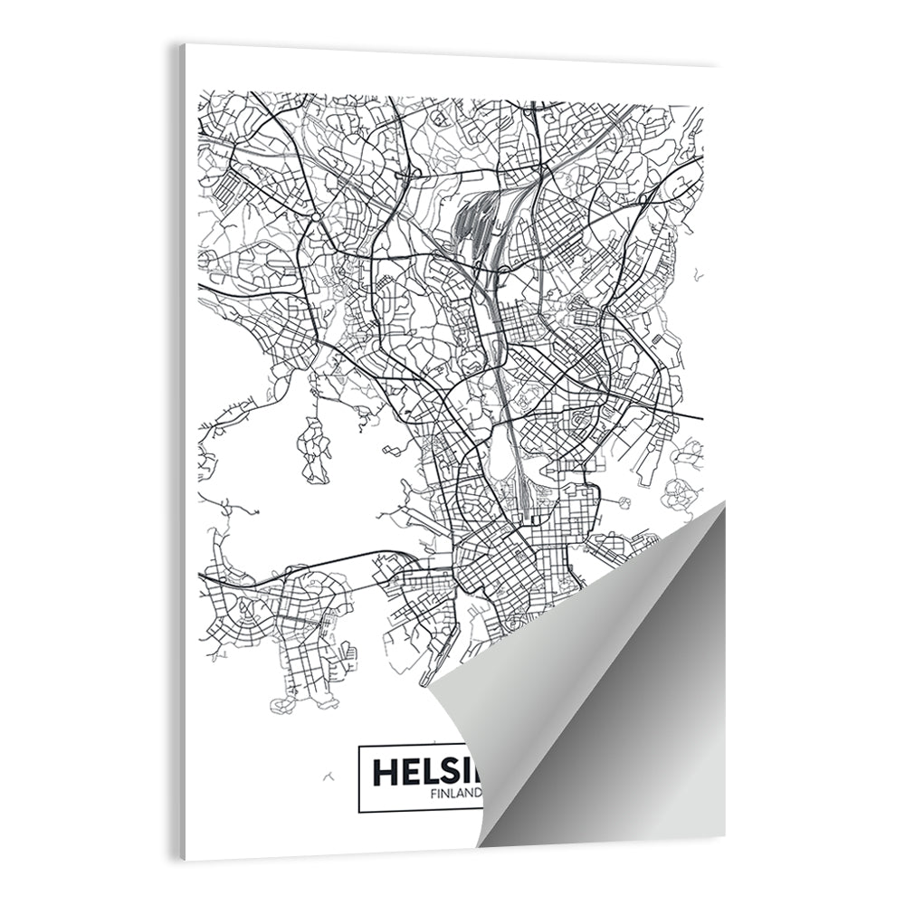 Helsinki Street Grid Map Wall Art