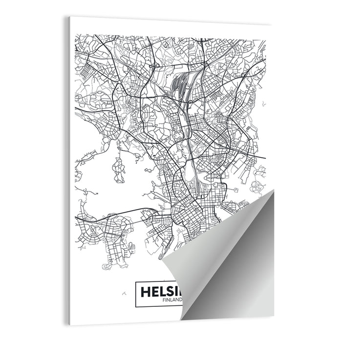 Helsinki Street Grid Map Wall Art as a poster print