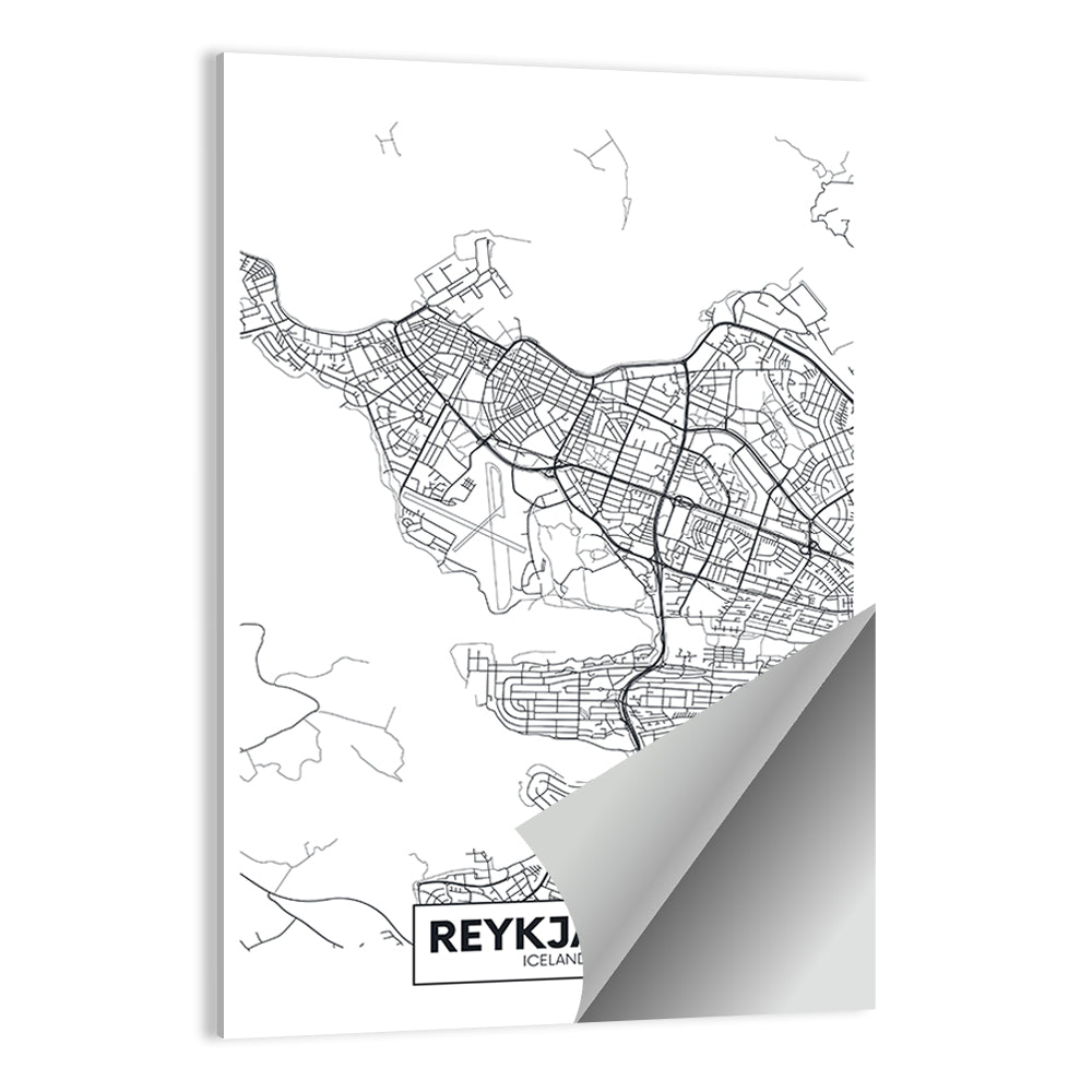 Reykjavik City Map Wall Art