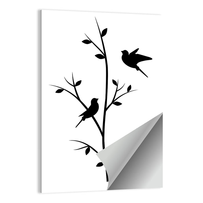 Three Birds on Branch Silhouette Wall Art as a poster print