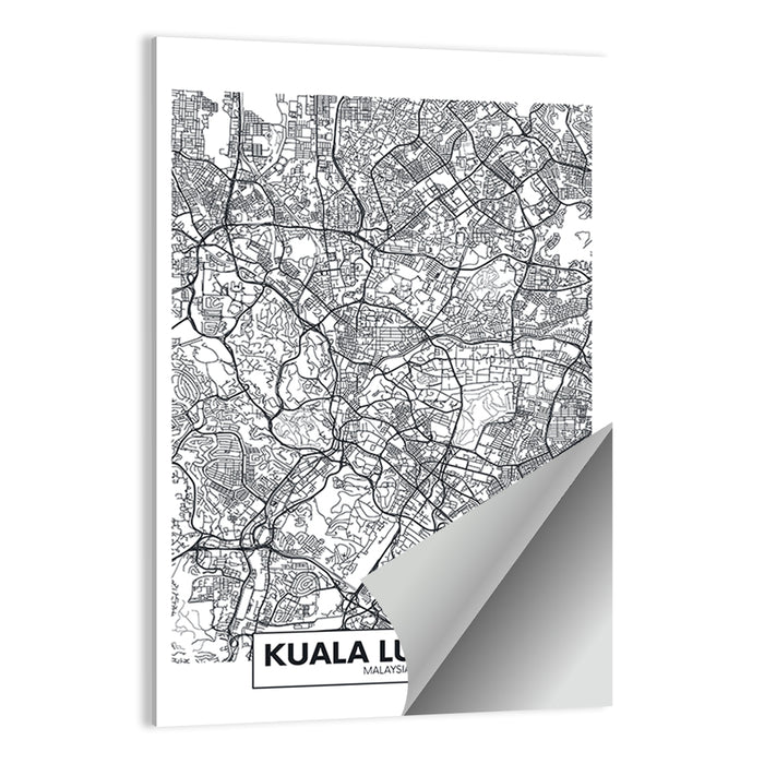 Kuala Lumpur Street Grid Map Wall Art as a poster print