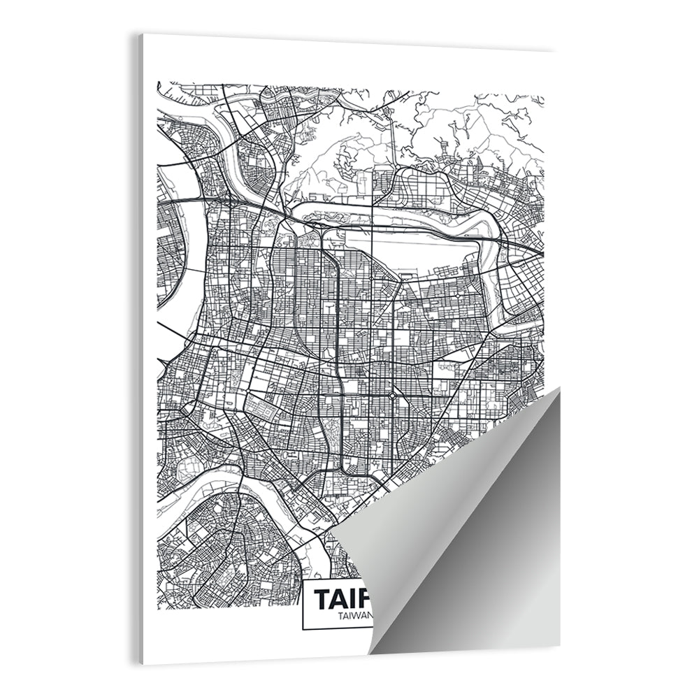 Taipei Street Grid Map Wall Art