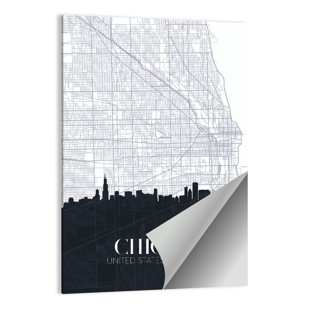 Chicago Skyline Map Wall Art