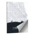 Chicago Skyline Map Wall Art