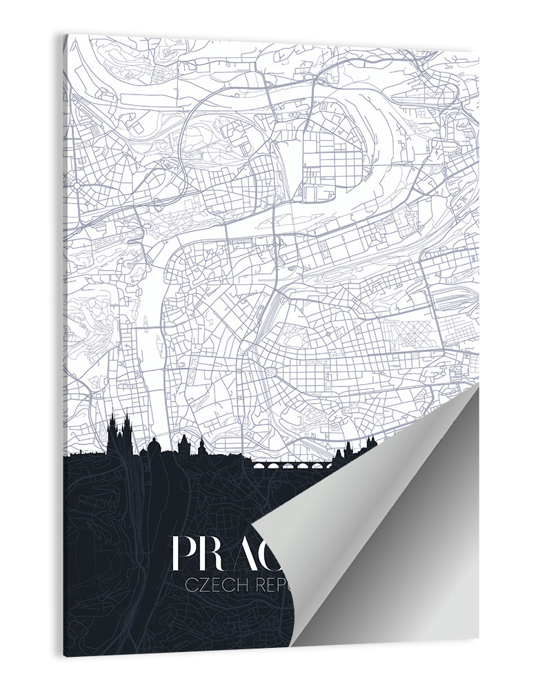 Prague Map with Charles Bridge Wall Art