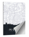 Prague Map with Charles Bridge Wall Art