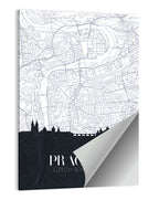 Prague Map with Charles Bridge Wall Art