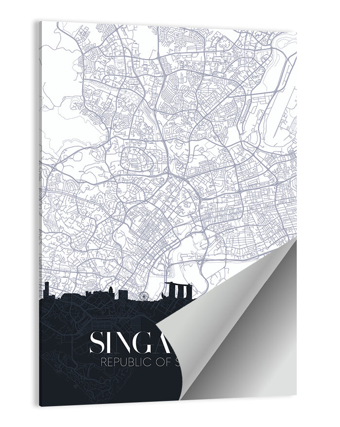 Singapore City Map Silhouette Wall Art as a poster print
