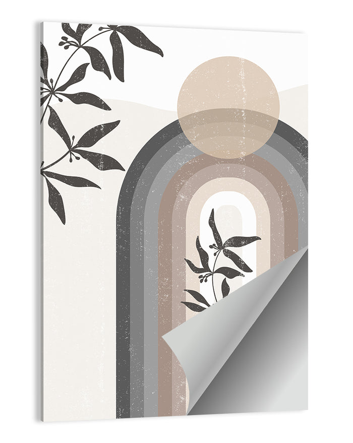 Taupe Rainbow Botanical Arch Wall Art as a poster print