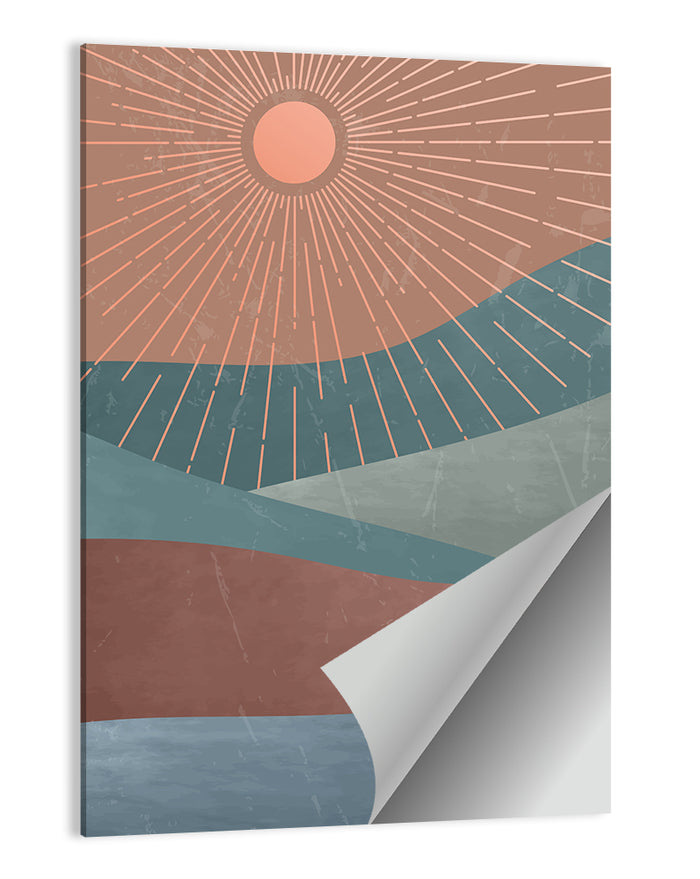 Minimalist Mountain Sunrise Wall Art as a poster print