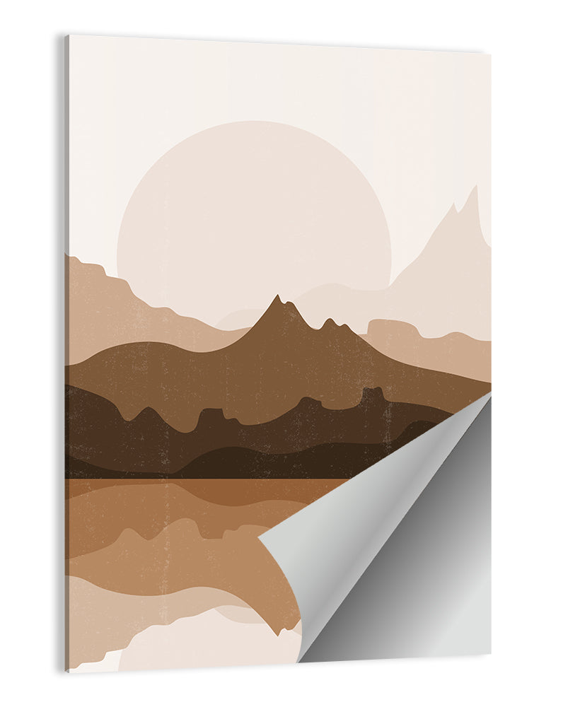Layered Mountain Lake Sunset Wall Art