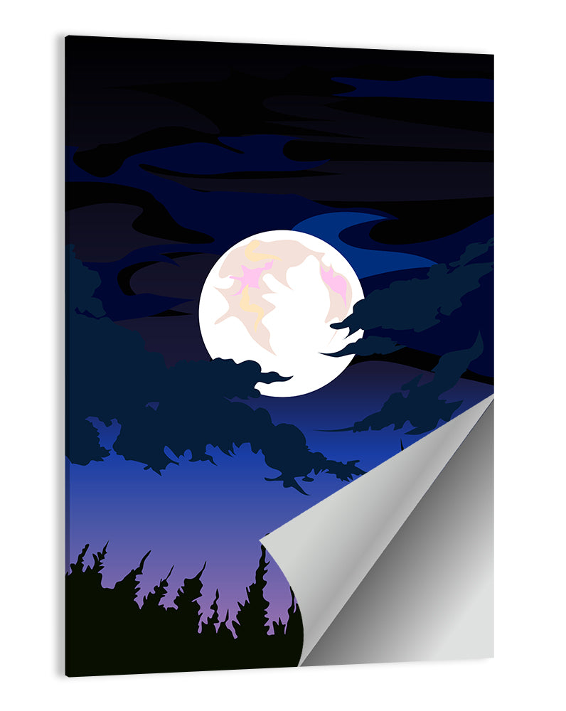 Dark Moon Over Forest Wall Art