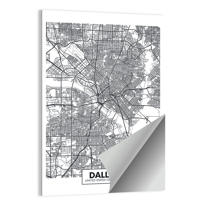 Dallas City Map with Coordinates Wall Art as a poster print