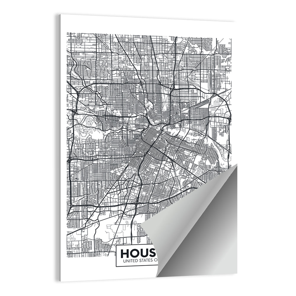 Houston Street Grid Map Wall Art