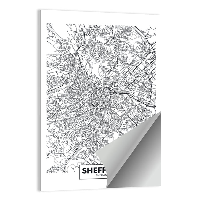 Sheffield Street Grid Map Wall Art as a poster print