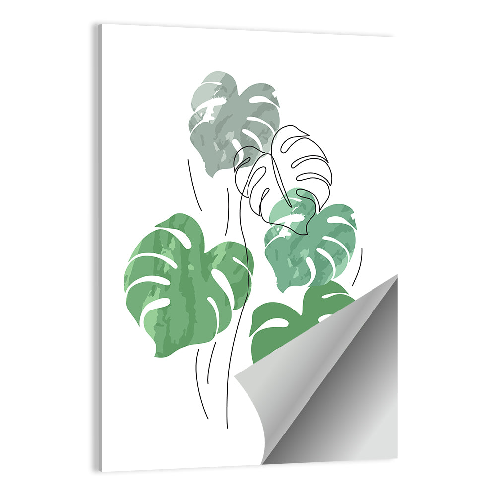 Monstera Leaves Watercolor Study Wall Art