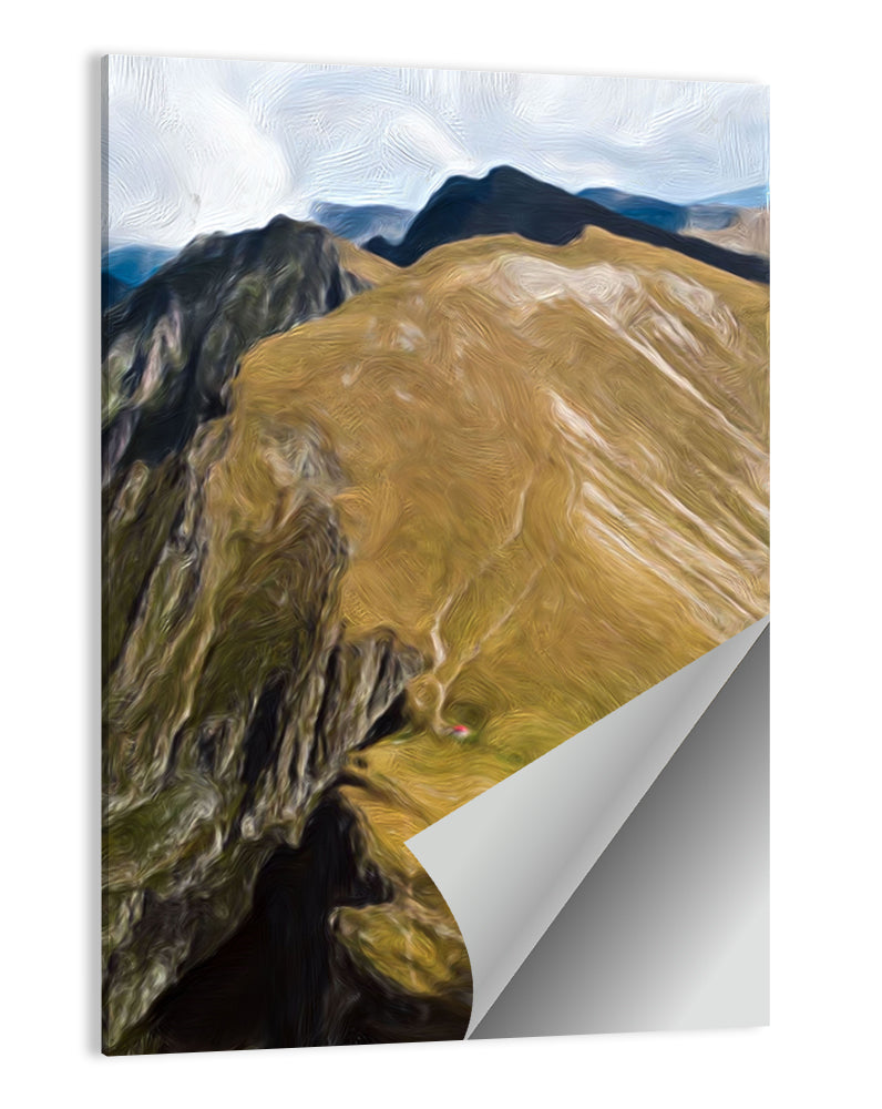 Aerial Mountain Slope with Red Cabin Wall Art