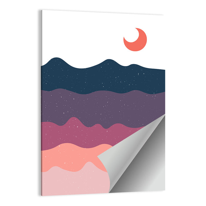 Crescent Moon Over Layered Mountains Wall Art as a poster print