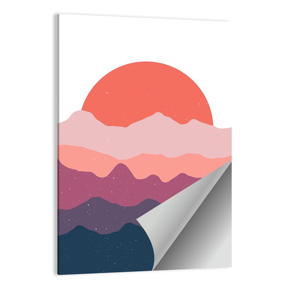 Layered Sunset Mountain Silhouettes Wall Art